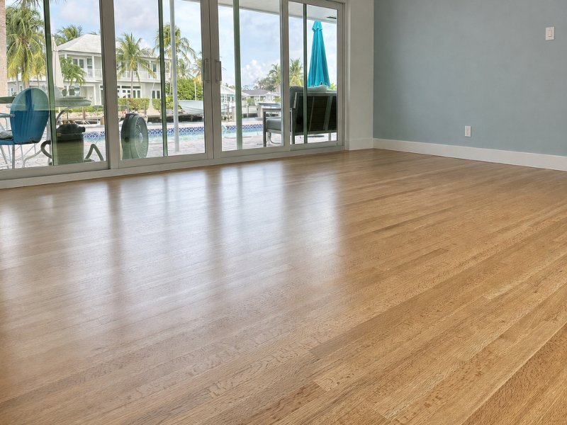 Canal Front Luxury Home Refinish White Oak Solid Wood Flooring All House Pompano Beach Florida