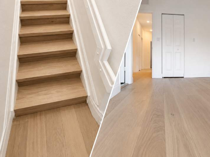 White Oak Hardwood Installation Staircase and All Second Floor Davie Florida