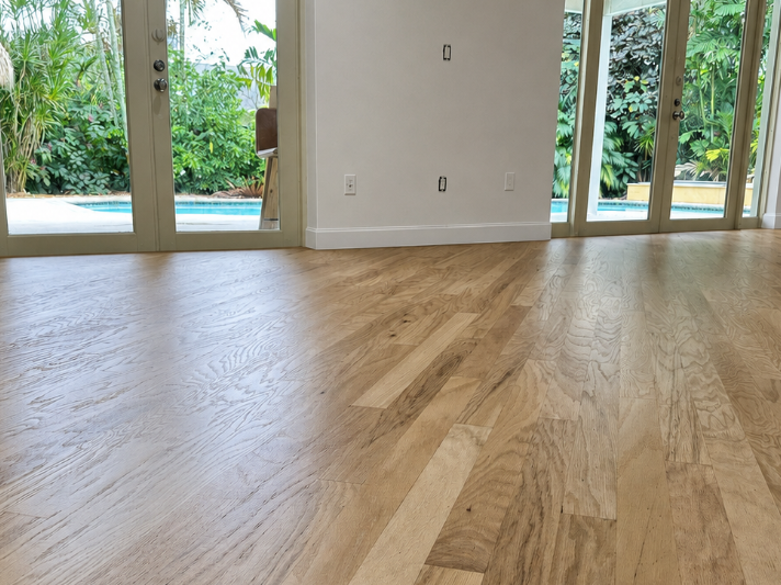 Refinish Natural Color White Oak Solid Wood and Hardwood White Oak installation on Guest Room All House 1500 sqft Hollywood
